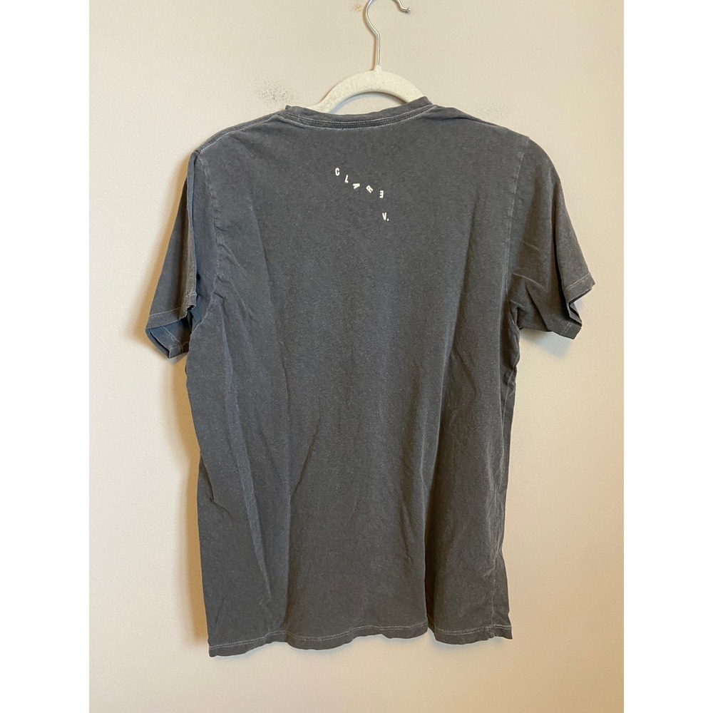 Clare V  Le Rock n Roll Graphic Tee Gray Cotton Linen  Small - Picture 6 of 7